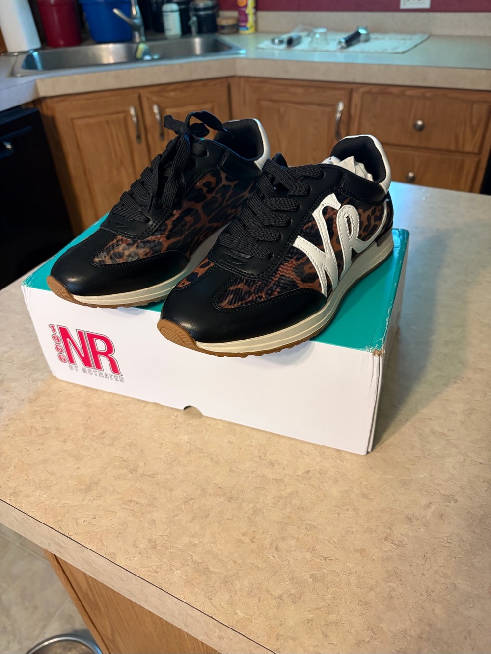 Not Rated Leopard Print Black and Brown Women's Sneakers